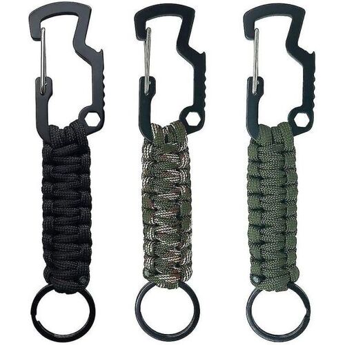 Lot De 3 Porte-Clés Multifonctions Avec Cordon De Survie Et Mousqueton Pour Aventures En Plein Air