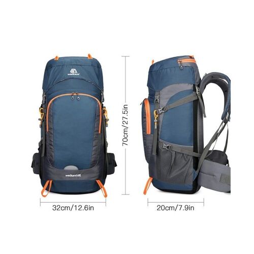Sac à dos de randonnée imperméable 65 L avec housse de pluie ¿ Sac à dos de voyage léger pour le camping et l'aventure