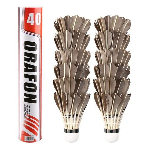 Lot De 12 Volants De Badminton En Plumes D'oie De Qualité Supérieure - Volants Durables Et De Haute Qualité Pour L'entraînement Et Les Loisirs