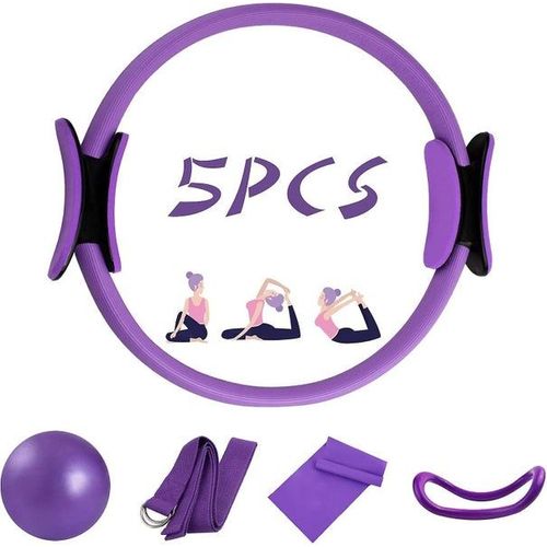 Ensemble D'anneaux De Pilates 5 Pièces Avec Mini-Ballon Anti-Éclatement - Améliore La Force, La Flexibilité Et L'équilibre Pour Les Entraînements À Domicile