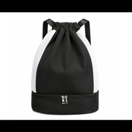 Sac À Dos De Sport Polyvalent Noir Avec Cordon De Serrage ¿ Grand Sac De Sport Pour Le Basket-Ball, L'entraînement Et Un Usage Quotidien