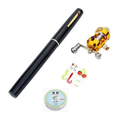 Canne À Pêche Télescopique Compacte De 1 M Avec Tambour - Design En Forme De Stylo Portable Pour Un Transport Facile Et Une Pêche Polyvalente