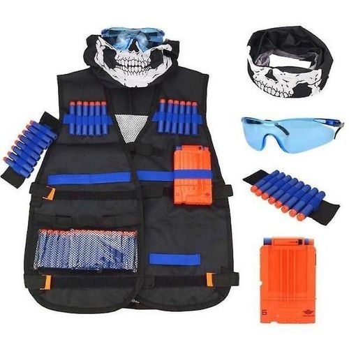 Ensemble De Gilet Tactique Wisfox Pour Nerf N-Strike Elite - Comprend 60 Fléchettes, Des Lunettes, Une Écharpe Et Des Bracelets Pour Un Plaisir De Combat Ultime !