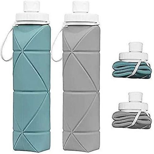 Lot De 2 Bouteilles D'eau Pliables En Silicone - Sans Bpa, Étanches, Portables, Résistantes À La Température, Idéales Pour Les Voyages Et Le Fitness