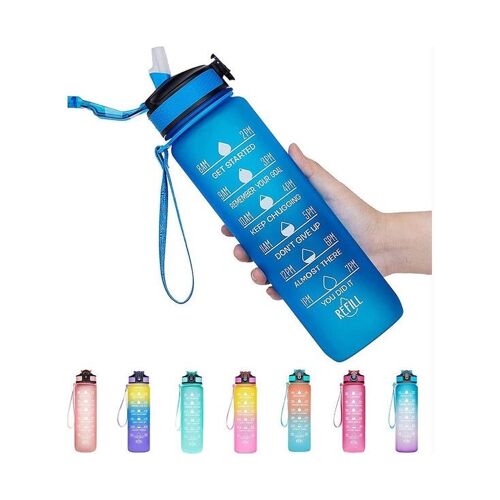 Bouteille D'eau Motivante De 1 L Avec Marquage Du Temps ¿ Sans Bpa, Étanche, Facile À Ouvrir, Idéale Pour La Salle De Sport Et Les Activités De Plein Air