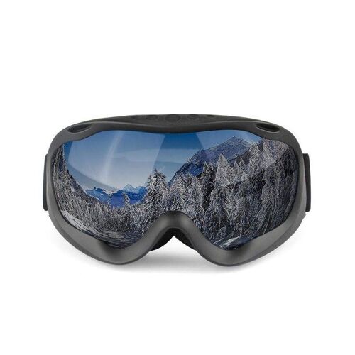 Masque De Ski Double Couche Otg ¿ Antibuée, Protection Uv, Noir Sable/Gris, Idéal Pour Les Porteurs De Lunettes, Ajustement Universel Pour Casque
