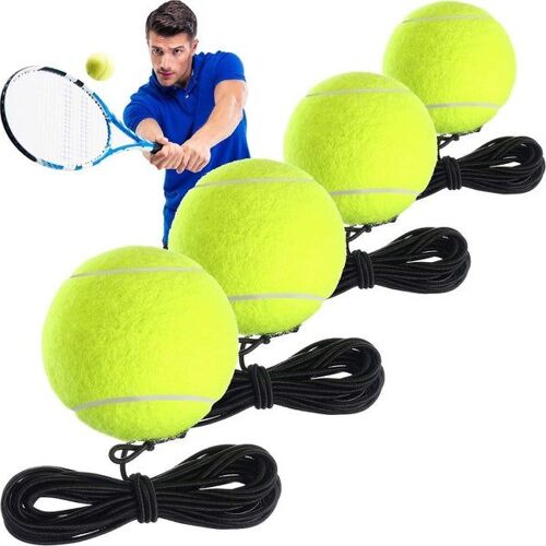 Lot De 4 Balles D'entraînement De Tennis Pour L'auto-Entraînement Avec Ficelle - Parfaites Pour Les Joueurs Débutants Et Intermédiaires Pour Améliorer Leurs Compétences N'importe Où !