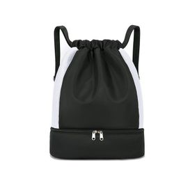 Sac À Dos De Randonnée Polyvalent Noir Avec Cordon De Serrage Et Compartiment À Chaussures - Léger, Facile À Nettoyer, Parfait Pour Les Voyages Et Les Aventures En Plein Air