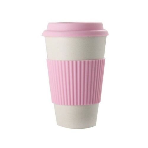 Mug De Voyage Rose Écologique De 450 Ml - Flacon Réutilisable Élégant Pour Café Et Thé Avec Silicone Facile À Prendre En Main Et Couvercle À Bec Sécurisé