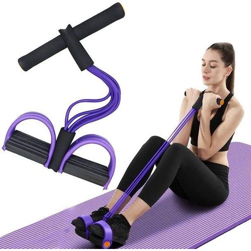 Bande De Résistance Élastique À 4 Tubes ¿ Pédale De Yoga Multifonctionnelle Pour Entraînement Complet Du Corps, Outil De Fitness Portable Et Confortable