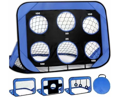 But De Football Escamotable Polyvalent 4 En 1 - Filet D'entraînement Intérieur/Extérieur Pour Football, Golf, Tir À L'arc Et Cricket - Design Durable Et Portable