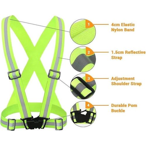 Gilet De Sécurité Réfléchissant Ultra-Léger Pour La Course Et Le Vélo De Nuit Avec Brassards Réglables - Haute Visibilité Pour Les Activités De Plein Air