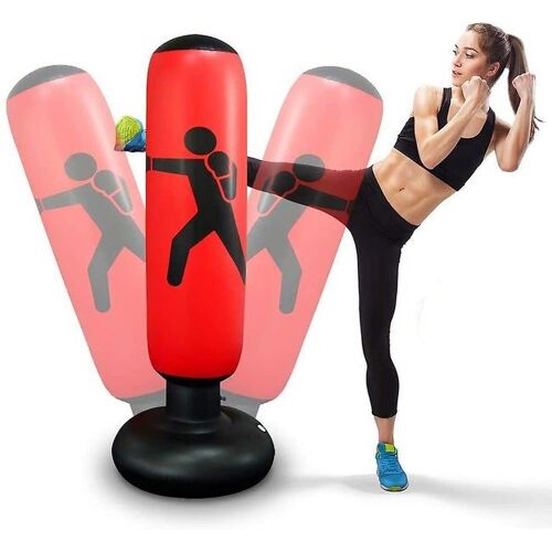 Sac De Frappe Gonflable Rouge Dynamique - 160 Cm Durable, Portable Et Sûr Pour Tous Les Âges - Parfait Pour Le Fitness Et Le Plaisir !