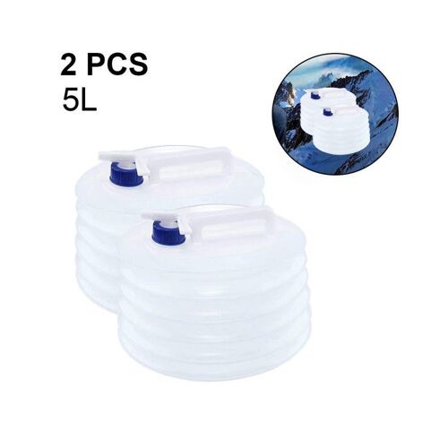 Bidon D'eau Pliable De Qualité Supérieure - Carafe D'eau Portable De Qualité Alimentaire Avec Robinet Pour Camping, Randonnée Et Urgences - Tailles 5 L, 8 L, 10 L