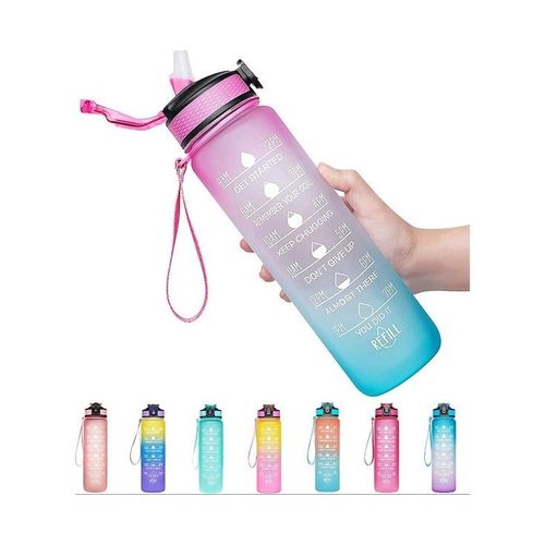 Bouteille D'eau De Sport Motivante De 1 L Avec Paille ¿ Grande Capacité, Étanche, Sans Bpa, Idéale Pour Le Fitness Et L'hydratation Quotidienne