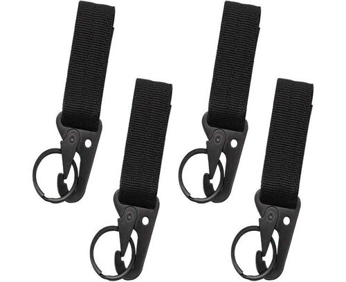 Lot De 4 Mousquetons Tactiques Avec Sangle En Nylon ¿ Crochets Porte-Clés Durables Pour Les Aventures En Plein Air