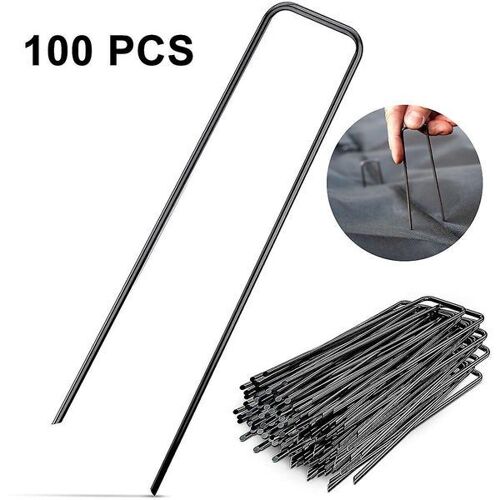 Lot De 100 Clous Galvanisés En Forme De U Pour Gazon Artificiel, Tissus D'aménagement Paysager Et Accessoires De Jardin