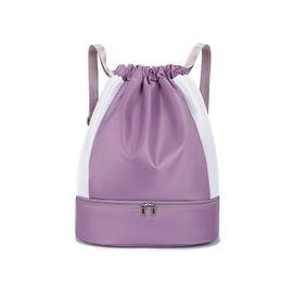 Sac à dos violet à cordon avec compartiment à chaussures ¿ Sac de sport léger pour la gym, la natation et les activités de plein air