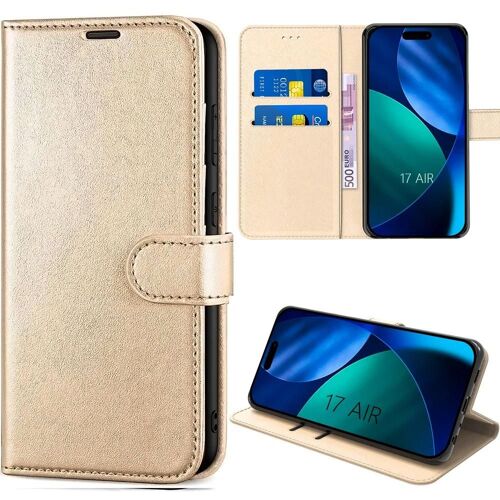 Coque Pour Iphone Air, Protection Rabat Anti-Rayures Antichoc Synthécuir Avec Porte-Carte Doré - Efconnection