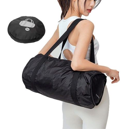 Sac De Sport Compact Et Pliable Pour Le Yoga Et Le Sport ¿ Sac D'entraînement Noir Élégant Pour Hommes Et Femmes, Tissu Oxford Résistant, Facile À Transporter Et À Ranger