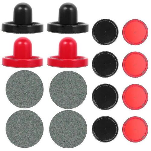 Ensemble De Table De Hockey Sur Coussin D'air Haut De Gamme : Raquettes Et Palets Pour Un Plaisir D'intérieur Ultime ¿ 2 Poussoirs Rouges Et 2 Noirs, 4 Palets Rouges Et 4 Noirs