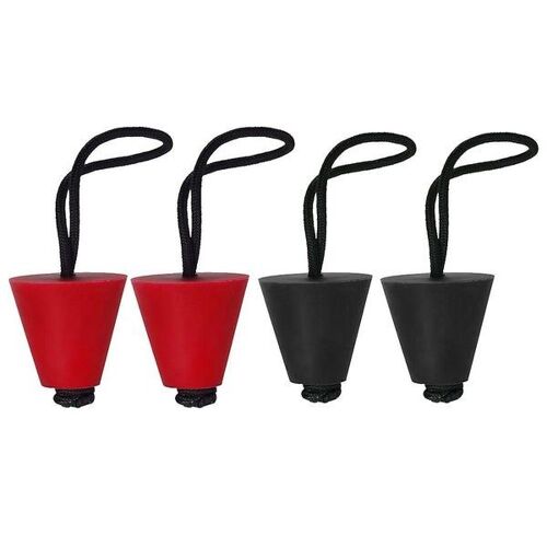 Lot De 4 Bouchons Universels En Caoutchouc Pour Kayak ¿ Durables, Faciles À Installer, Compacts, Noirs Et Rouges Pour Canoës Et Bateaux De Pêche