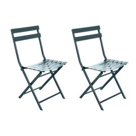 Lot De 2 Chaises De Jardin Métal Pliante Greensboro Bleu Canard - Hespéride