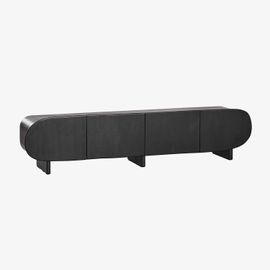 Meuble Tv 220x40 Cm En Bois De Manguier Agathe Noir Uni