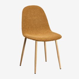 Lot De 4 Chaises De Salle À Manger En Tissu Bouclé Glamm Deluxe Bois Naturel