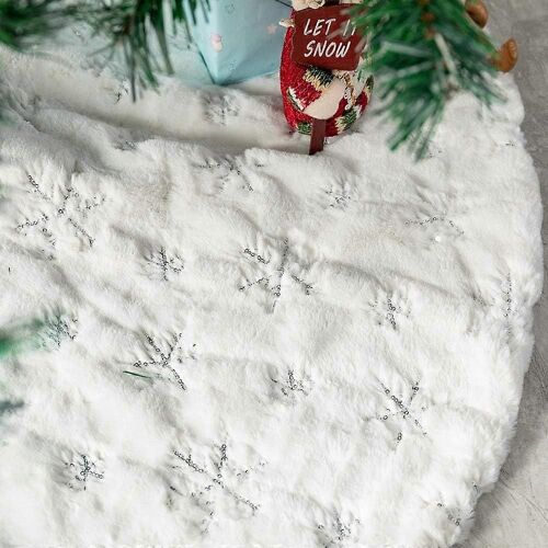 avec support d'arbre de Noël en fourrure de flocon de neige argenté pour la décoration d'arbre de Noël (argent,90cm)