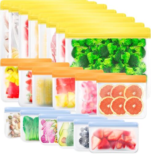 Jexnovashop-Sac Congelation Reutilisable 20 Pièces Sac Congelation Zip Sacs De Rangement Pour Ranger Légumes Fruits Sandwich Viandes