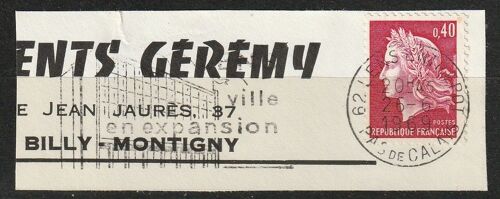 Flamme Lens, Ville En Expansion, Avec Timbre Marianne De Cheffer 40cts 26 Juin 1969