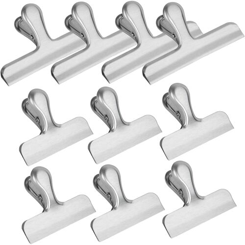 Cmws-Pinces À Sacs En Acier Inoxydable, Lot De 10 Durable Clips Grips De Fermeture Alimentaire, Papier D'étanchéité Outil Pour Le Rangement À Cuisine, Bureau, Café Pain Sacs