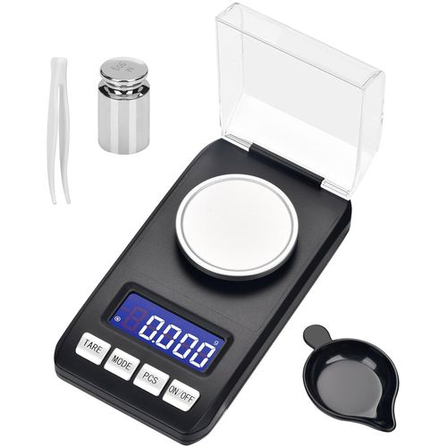 Letnerny-Balance De Précision 50g X 0.001g Balance Milligrammes Professionnelle Avec Poids D'étalonnage 50g Complet Plateau Pince À Épiler Fonctions Tare/Pcs/Lcd Rétroéclairé Pour Bijoux Cuisine Médi