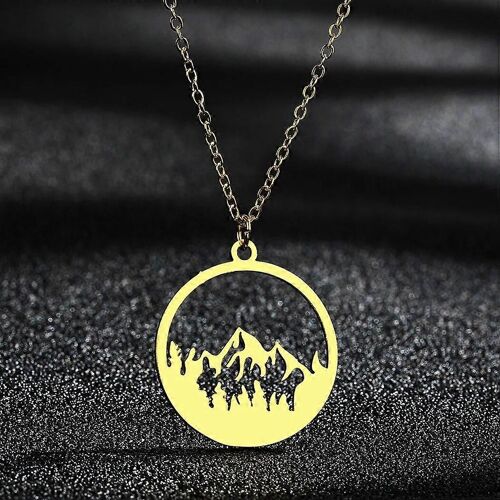 Collier De Montagne Creuse Pour Les Femmes Filles Montagnes Appellent Disque Pendentif En Acier Inoxydable Wanderlust Memorial Bijoux Collier