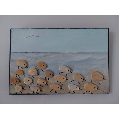 Tableau acrylique et galets - Thème la mer