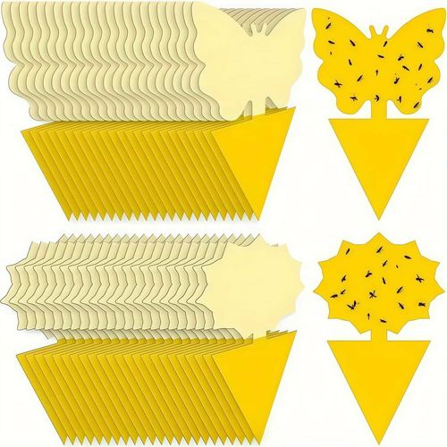 ASFASFq-SUBEEN 100 pièces piège à Insectes, prévention Interne des moucherons, Insert de piège à Mouches de Protection des Plantes Jaune, Autocollant de piège adhésif Ruban adhésif Double Face étanch