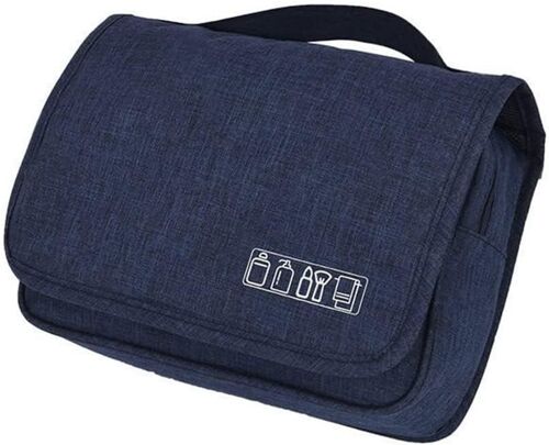 Trousse De Toilette De Voyage, Sac De Toilette De Voyage Suspendu, Compartiments Multiples Pour Organiser Les Objets Personnels, Crochet En Métal Pour Suspendre, Bleu, Simple