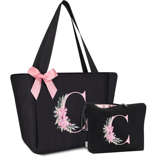 KALANKA-Sac Cabas Personnalisé avec Initiale A-Z, Cadeau Imperméable pour Femmes, Demoiselles d'Honneur, Maman, Enseignantes, Amies