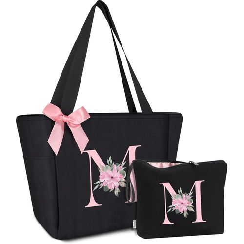 KALANKA-Sac Cabas Personnalisé avec Initiale A-Z, Cadeau Imperméable pour Femmes, Demoiselles d'Honneur, Maman, Enseignantes, Amies