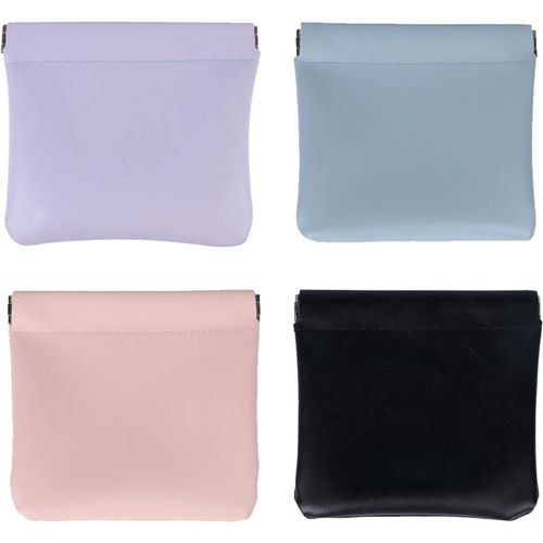 MAA-4 Pièces Mini Trousse de Maquillage, Poche en Maquillage Portable, PU Cuir, Sac de Maquillage Doux, Petit Multifonctions Maquillage de Poche, sans Fermeture Éclair Sac de Rangement Cosmétique