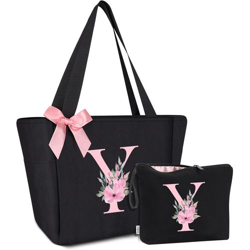 KALANKA-Sac Cabas Personnalisé avec Initiale A-Z, Cadeau Imperméable pour Femmes, Demoiselles d'Honneur, Maman, Enseignantes, Amies
