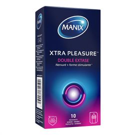 Manix Xtra Pleasure : Boite De 10 Préservatifs Pour Homme, Nervurés Et Stimulants/Lubrifiés