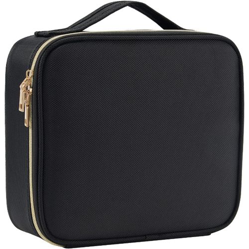 KAL-Trousse De Maquillage Oxford Tissu Sac Maquillage Professionnlle Trousse De Voyage Cosmétique Cas Rangement Avec Séparateurs Boîte De Beauté Outils De Coiffue, Noir