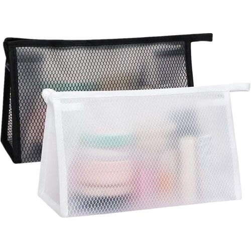 Kalanka-Trousses De Toilette Grande Capacité 2pcs Trousses À Maquillage Imperméable Trousse Toilette Voyage Transparente Sacs De Toilette Pour Les Affaires De Voyage Pour Hommes Femmes (Blanc, Noir)