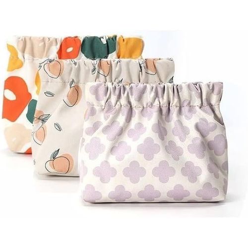 Nbgcm-3 Pièces Petite Trousse Maquillage Mini Pochette De Toilette Femme Sans Éclair Fermeture Automatique Sac Cosmetique Pour Rangement Les Cosmétiques,Bijoux (C)