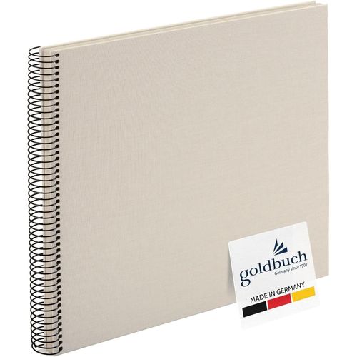 Tianyi-Goldbuch Bella Vista 25323 Album Photo À Spirales 35 X 30 Cm Avec 40 Pages Blanches Album Photo En Lin Pour Photos Et Photos À Coller, Gris Sable
