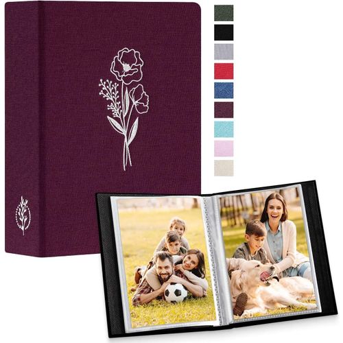 Tianyi-Album Photo 10x15 Mini Petit Format 50 Pochette 2 Paquets, Lin Tissu Album Pour Vertical Photos Violette