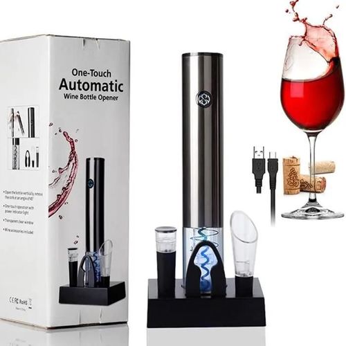 Tire Bouchon Electrique 6 en 1 sans-Fil,Ouvre-Bouteille Automatique Coupe-Capsule Chargeur USB,Coupe-Capsule,Bouchon à Vin Vide d\'ai