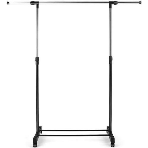 Portant À Vêtements Portable À Hauteur Réglable, Penderie À Vêtements Mobile En Acier Chromé Avec 4 Roulettes, 125 X 43 X 158 Cm